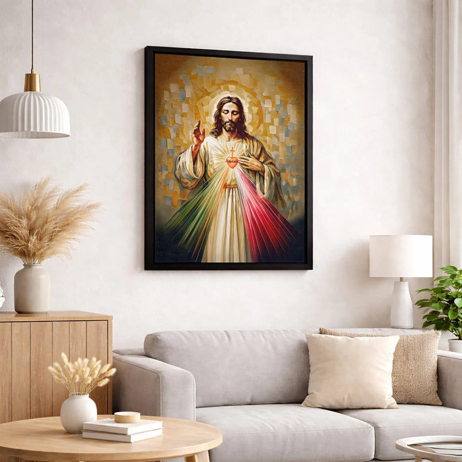 Divine Mercy Jesus Canvas Wall Art | Sacred Heart Religious Painting | Premium Gallery-Wrapped Print | Christian Home Decor Gift