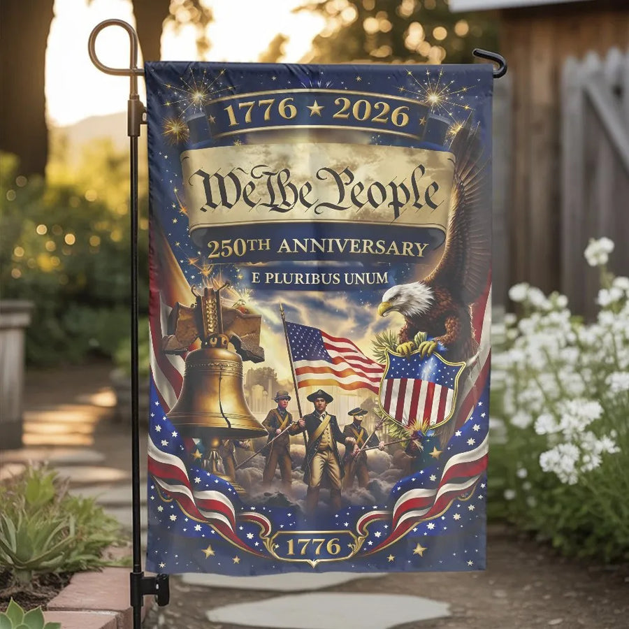 USA 250th Anniversary Garden Flag | We The People 1776 Theme | Double Sided Polyester | Commemorative Patriotic Yard Decor Gift