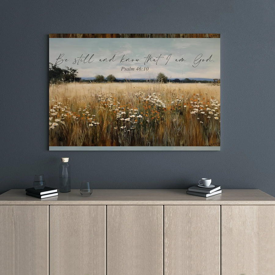 Psalm 46:10 Wall Art | Be Still and Know Canvas Print | Christian Home Decor Landscape | Faith-Inspired Housewarming Gift