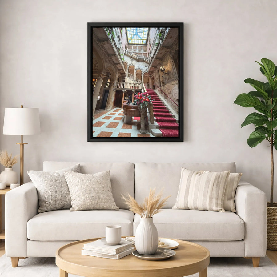 Venice Palazzo Interior Canvas Print | Ornate Staircase Architecture Art | Premium Gallery-Wrap Wall Decor | Elegant Home and Office Gift