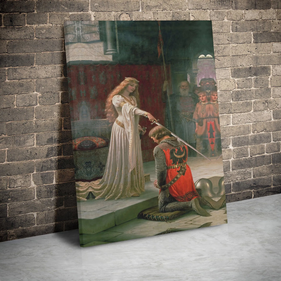 The Accolade Canvas Print | Edmund Leighton Medieval Knighting Art | Premium Gallery Wrap Wall Decor | Romanticism Fine Art for History Lovers