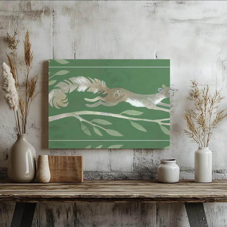 Leaping Squirrel Canvas Art | Stylized Forest Animal Print | Premium Gallery Wrap Wall Decor | Nature-Inspired Home Office Gift