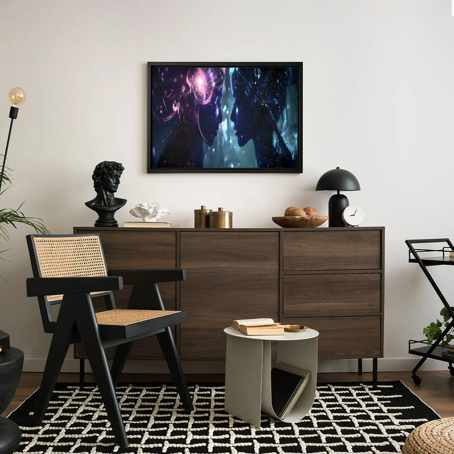 Celestial Cosmic Faces Canvas Print | Ethereal Galaxy Abstract Art | Premium Gallery-Wrap Wall Decor | Unique Gift for Space Lovers