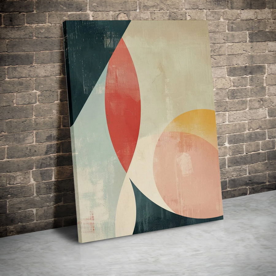 Abstract Geometric Canvas Print | Mid Century Modern Shapes with Distressed Texture | Premium Gallery Wrapped Canvas | Gift for Modern Home Decor