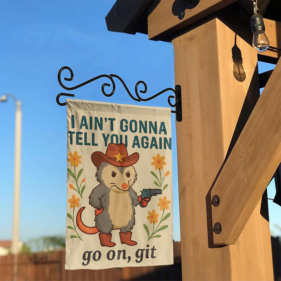 Cowboy Opossum Garden Flag | Funny Country Western Yard Decor | Weather-Resistant Polyester Banner | Humorous Housewarming Gift for Animal Lovers