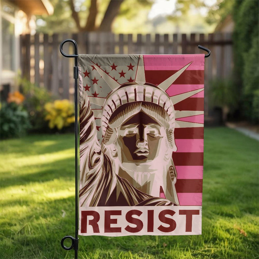 Resist Garden Flag | Statue of Liberty Decor | Weather-Resistant Polyester | Patriotic Liberal Yard Banner for Home Outdoor Garden