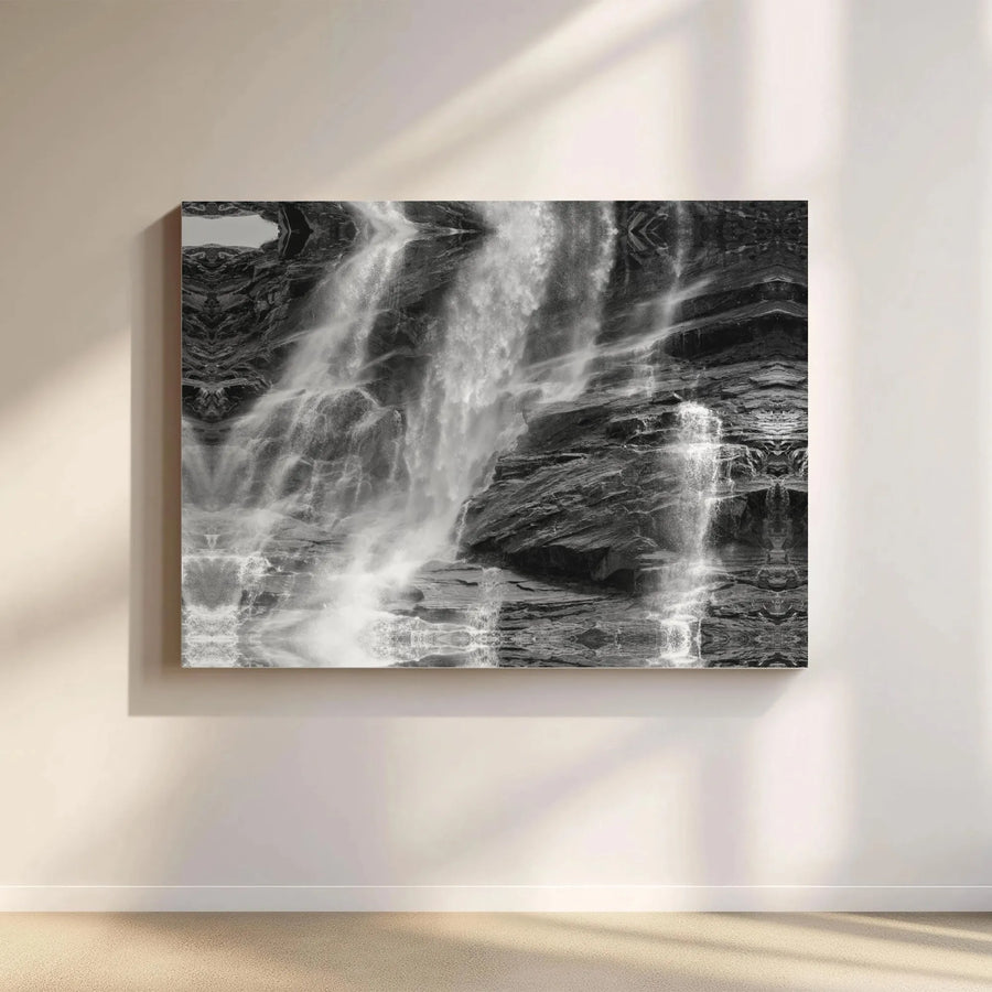 Black and White Waterfall Canvas Wall Art | Dramatic Nature Landscape Photography Print | Gallery-Quality 1.25-Inch Profile | Modern Office or Home Decor Gift