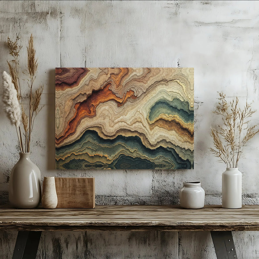 Abstract Earth Layers Canvas Print | Topographic Line Art | Premium Gallery Wrapped Canvas | Modern Living Room Decor Gift