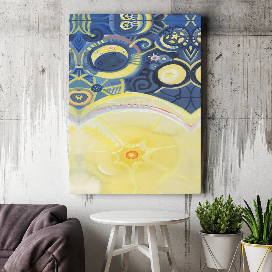 Abstract Celestial Canvas Wall Art | Sun Moon and Stars Cosmic Design | 1.25" Gallery Wrap Premium Print | Boho Home Decor for Living Room Bedroom
