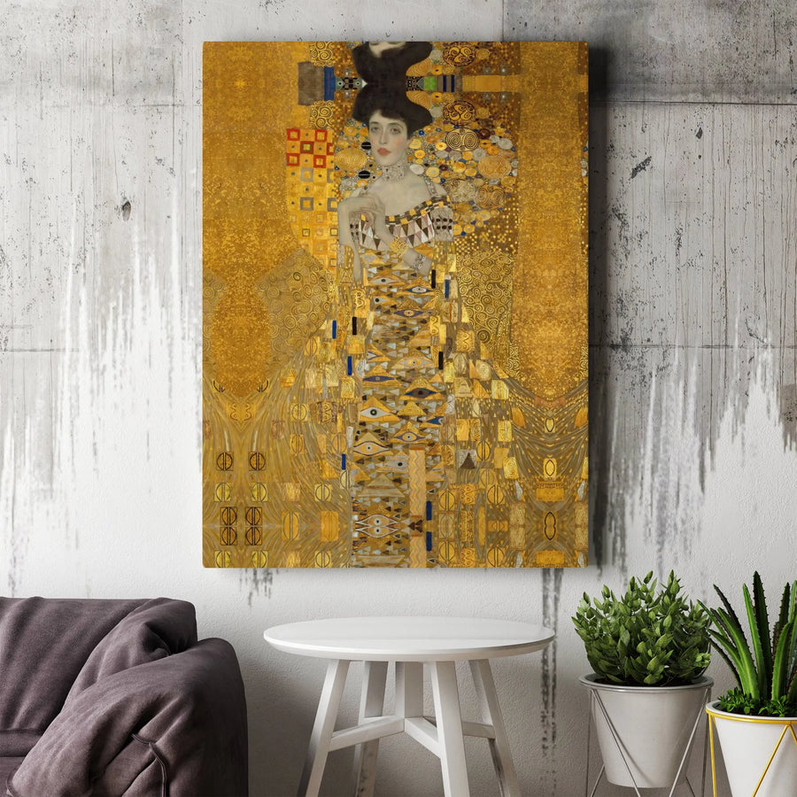 Klimt Woman in Gold Canvas Wall Art | Famous Art Nouveau Painting Reproduction | Premium Gallery Wrapped Print | Collector's Gift for Art Lovers