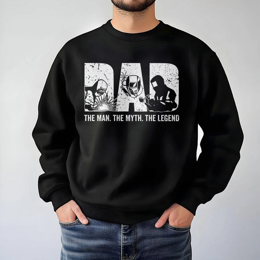 Welding Dad Sweatshirt | The Man The Myth The Legend Graphic | Premium Cotton Blend | Funny Father's Day 2026 Gift for Welder Husband