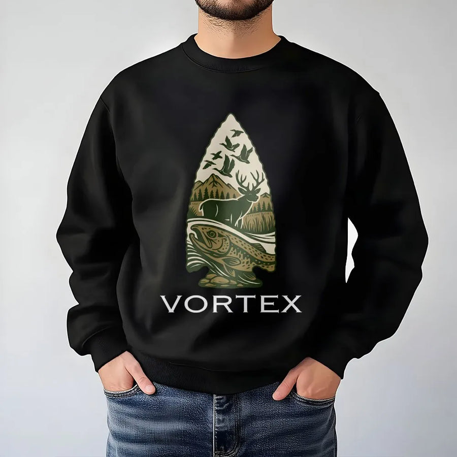 Arrowhead Deer And Fish Sweatshirt | Wilderness Hunting Fishing Graphic | Premium Unisex Adventure Apparel | Gift For Outdoorsman Hunter Angler