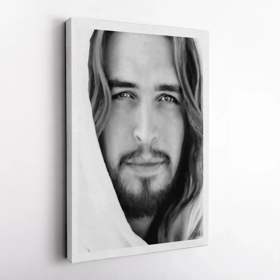 Jesus Christ Portrait Canvas Wall Art | Black and White Religious Decor | Premium Gallery Wrap 1.25" Profile | Christian Home Decor Gift