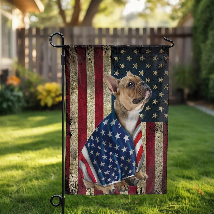 French Bulldog Garden Flag | Patriotic American Flag Dog Design | Weather-Resistant Polyester | Outdoor Decor Gift for Dog Lovers