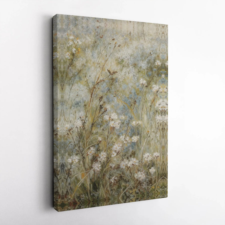Wildflower Meadow Canvas Print | Textured Botanical Painting | Premium Gallery Wrap Canvas | Modern Farmhouse Wall Decor Gift