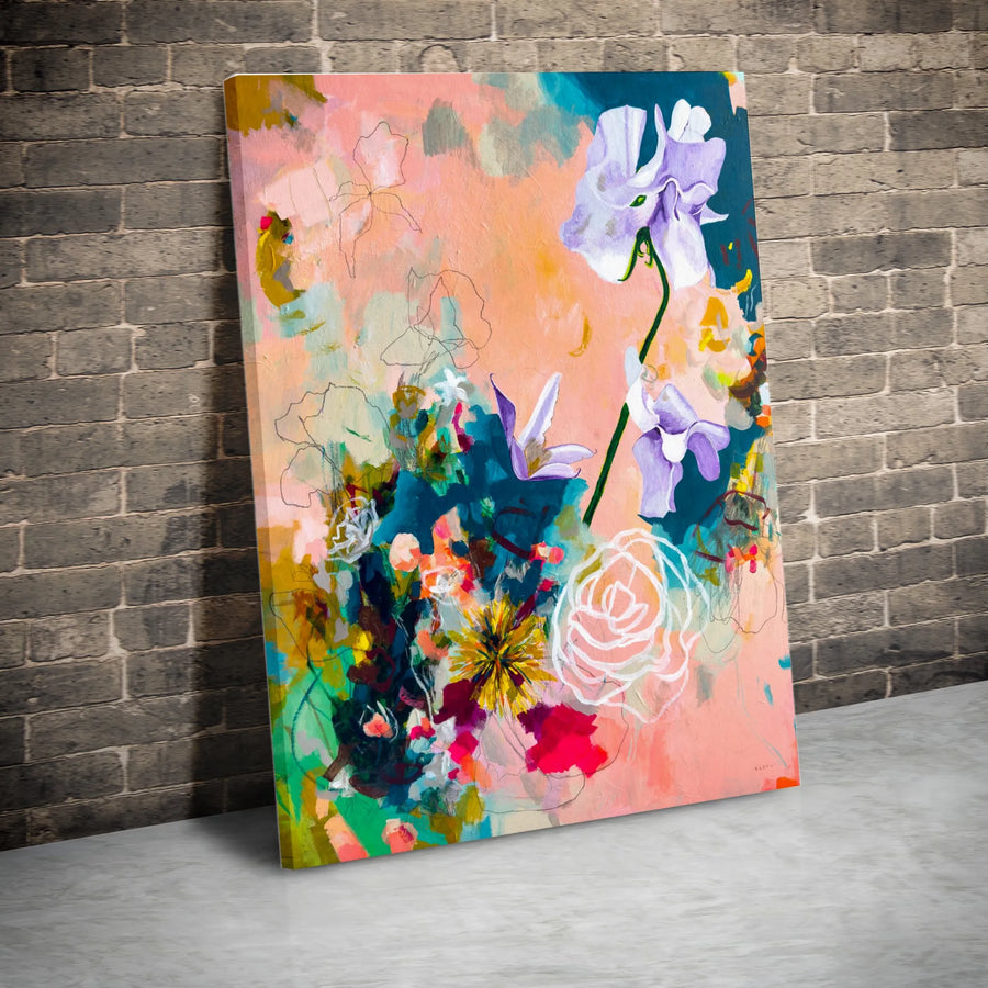 Abstract Floral Vertical Canvas | Vibrant Botanical Wall Art | Premium Thick Gallery Wrap Canvas | Modern Home Decor Gift for Her