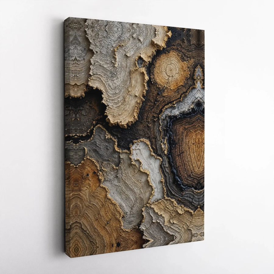 Abstract Wood Grain Canvas Wall Art | Rustic Earth Tone Tree Ring Design | Premium Gallery Wrapped Print | Modern Home or Office Decor Gift