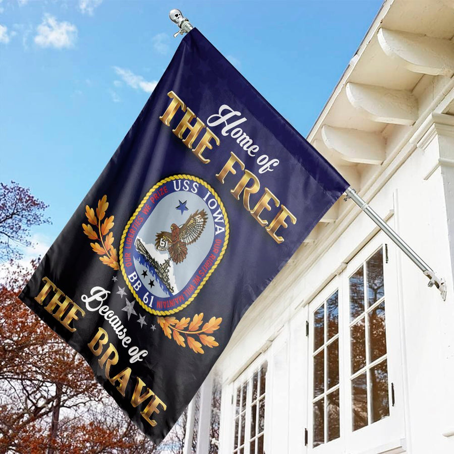 USS Iowa BB-61 Garden Flag | Patriotic Battleship Eagle Emblem | Premium Weather-Resistant Polyester | Military History Gift for Navy Veterans