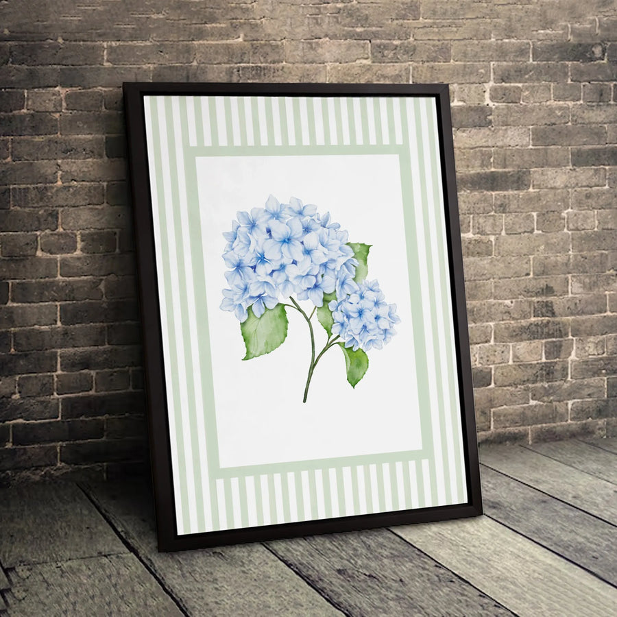 Blue Hydrangea Wall Art | Watercolor Botanical Floral Print | 1.25" Premium Gallery Wrapped Canvas | Elegant Home Office Decor Gift