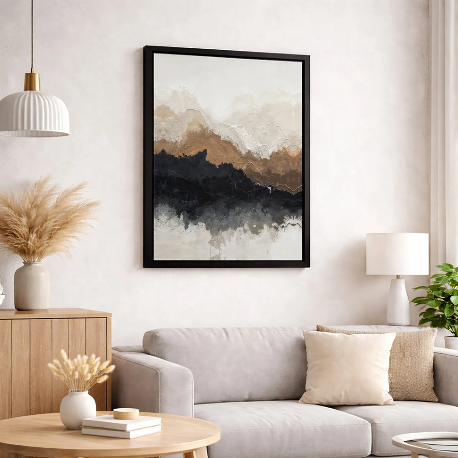 Abstract Neutral Canvas Wall Art | Modern Earth Tone Mountain Landscape | Gallery Quality Wrapped Print | Contemporary Home Decor Gift