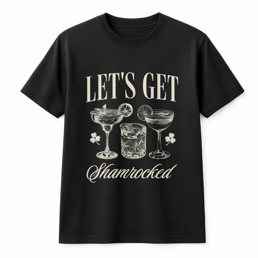 Lets Get Shamrocked T-Shirt | St Patricks Day Drinking Graphic | Premium Cotton Unisex Tee | Funny Irish Pub Crawl Gift For Him Or Her
