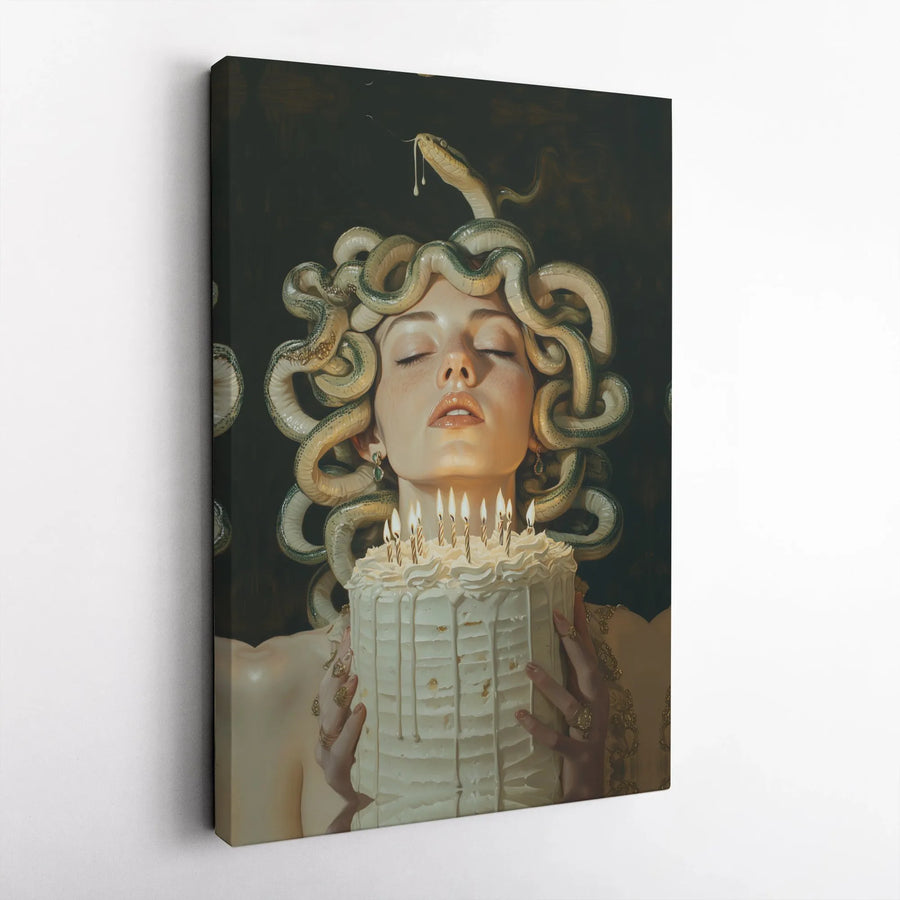 Medusa Birthday Canvas Wall Art | Surreal Greek Mythology Portrait | Gallery Wrapped Premium Decor | Gothic Birthday Gift For Her