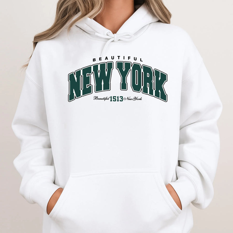New York Hoodie | Collegiate Varsity Letter Design | Premium Cotton Blend | Unisex Streetwear Gift for NYC Lovers