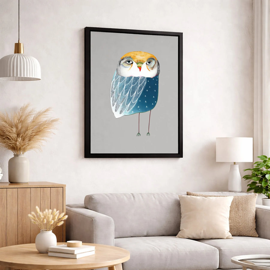 Whimsical Owl Canvas Art | Modern Abstract Bird Illustration | Premium Gallery Wrapped Wall Decor | Unique Nursery & Office Gift