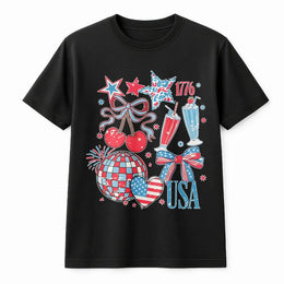USA Coquette T-Shirt | Grunge Aesthetic American Flag Graphic | Premium 100% Cotton | Patriotic 4th of July Gift for Women and Men