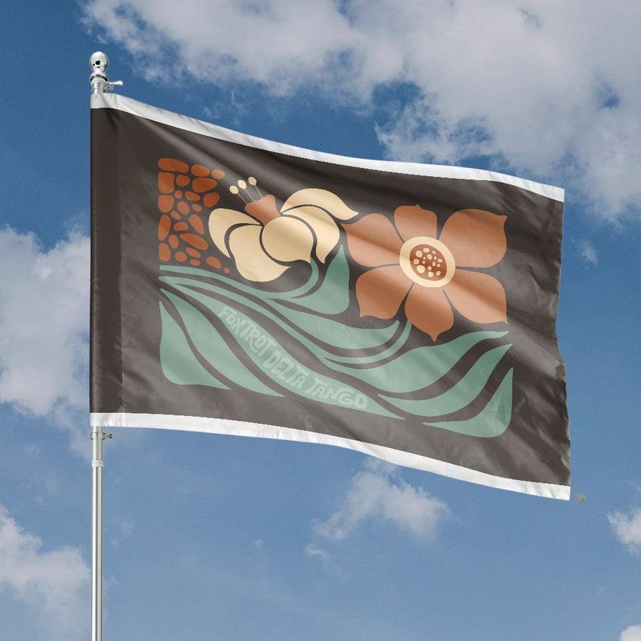 Floral House Flag | Foxtrot Delta Tango Retro Botanical Garden Art | Premium Weather-Resistant Polyester | Outdoor Home Decor Gift