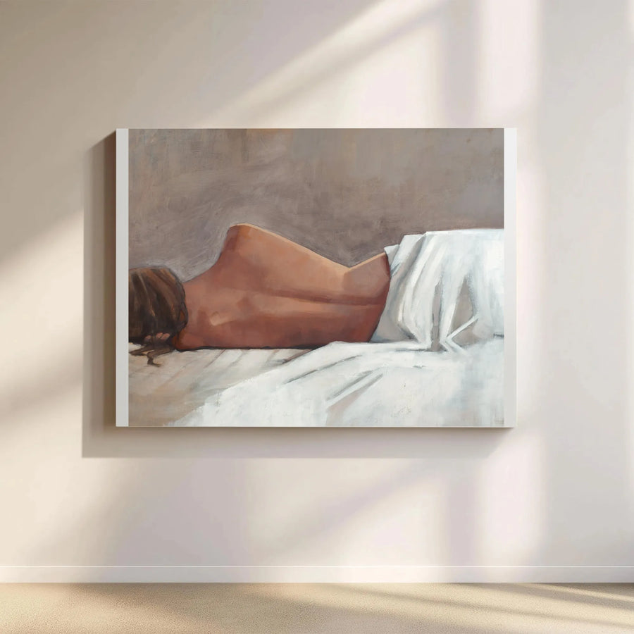 Figurative Woman in Bed Canvas Art | Modern Impressionist Painting Style | Premium Gallery Wrapped Canvas | Collector's Bedroom Wall Art Decor