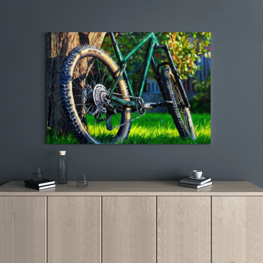 Mountain Bike Canvas Wall Art | Oil Painting Style Cycling Decor | 1.25 Inch Gallery Wrap | Gift for Cyclist and MTB Enthusiasts
