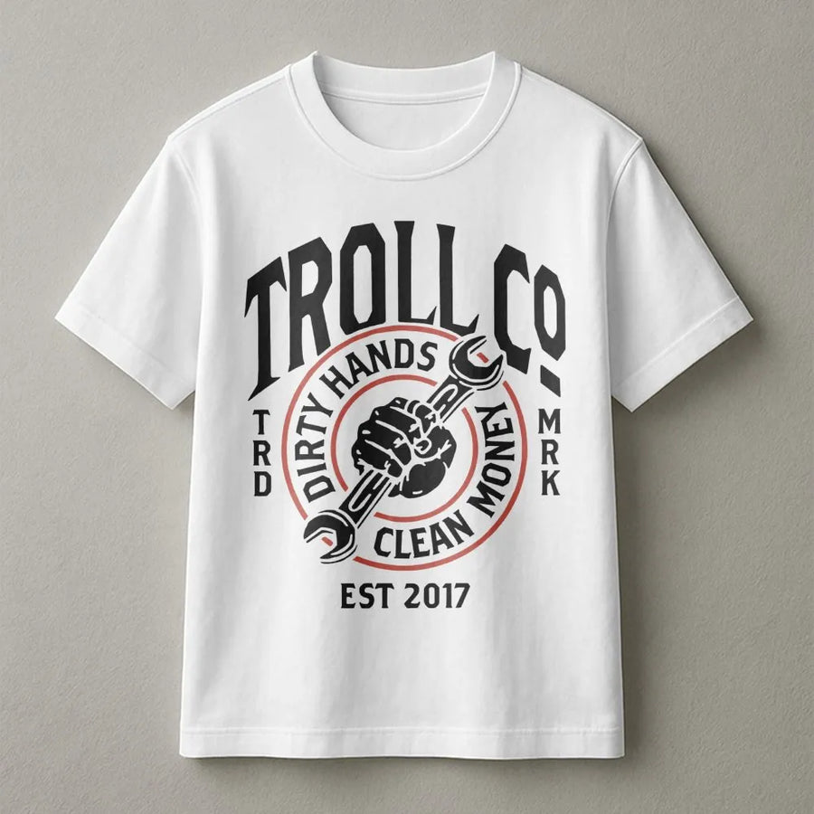 Dirty Hands Clean Money T-Shirt | Mechanic Wrench Graphic Design | 100% Premium Soft Cotton | Gift For Construction Worker, Welder, Or Trade Professional