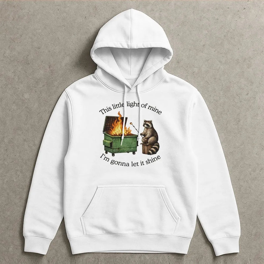 Dumpster Fire Raccoon Hoodie | Funny Sarcastic Animal Graphic | Premium Cotton Blend | Gift For Animal Lovers And Mental Health Humor Fans