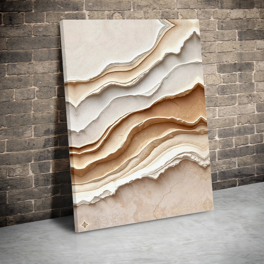 Abstract Earth Tone Canvas Art | Layered Wabi Sabi Wall Decor | Premium Frameless Canvas | Modern Minimalist Home Office Decor Gift