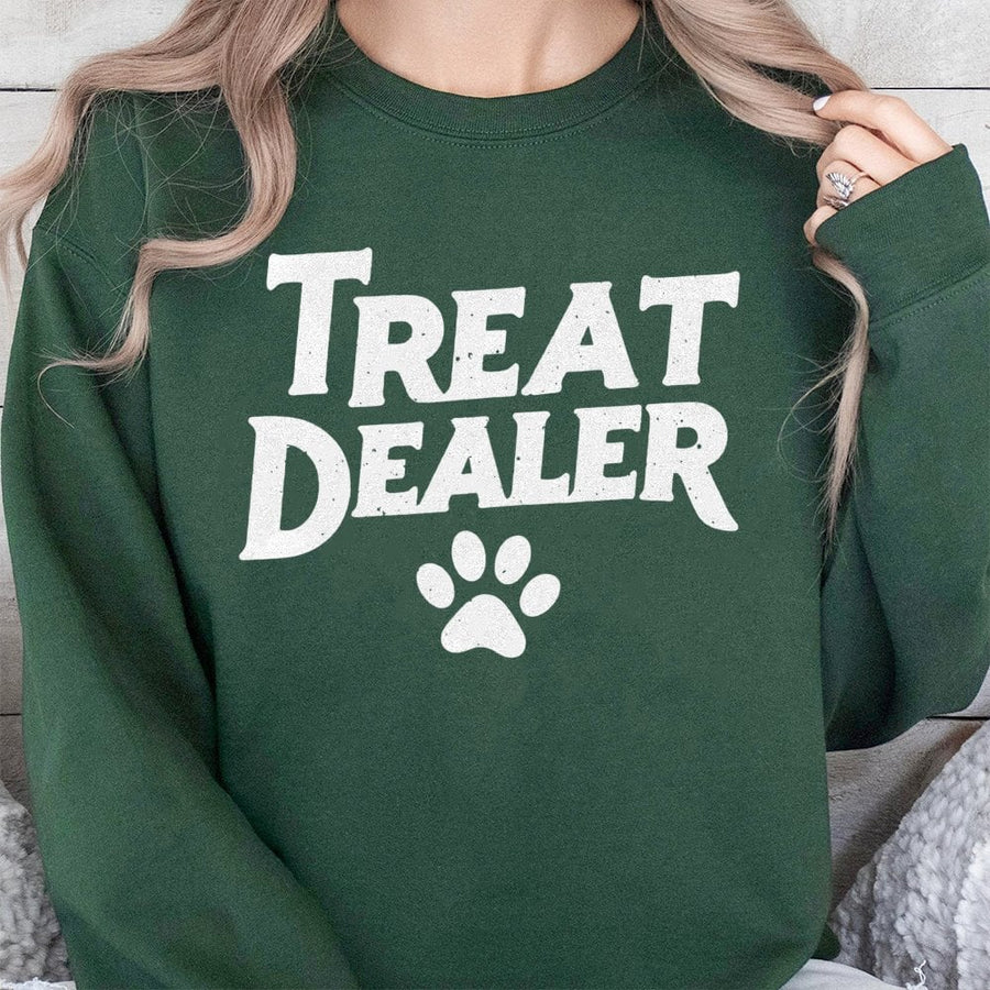 Treat Dealer Sweatshirt | Funny Paw Print Graphic Design | Premium Cotton Blend | Gift for Dog Lovers and Pet Owners