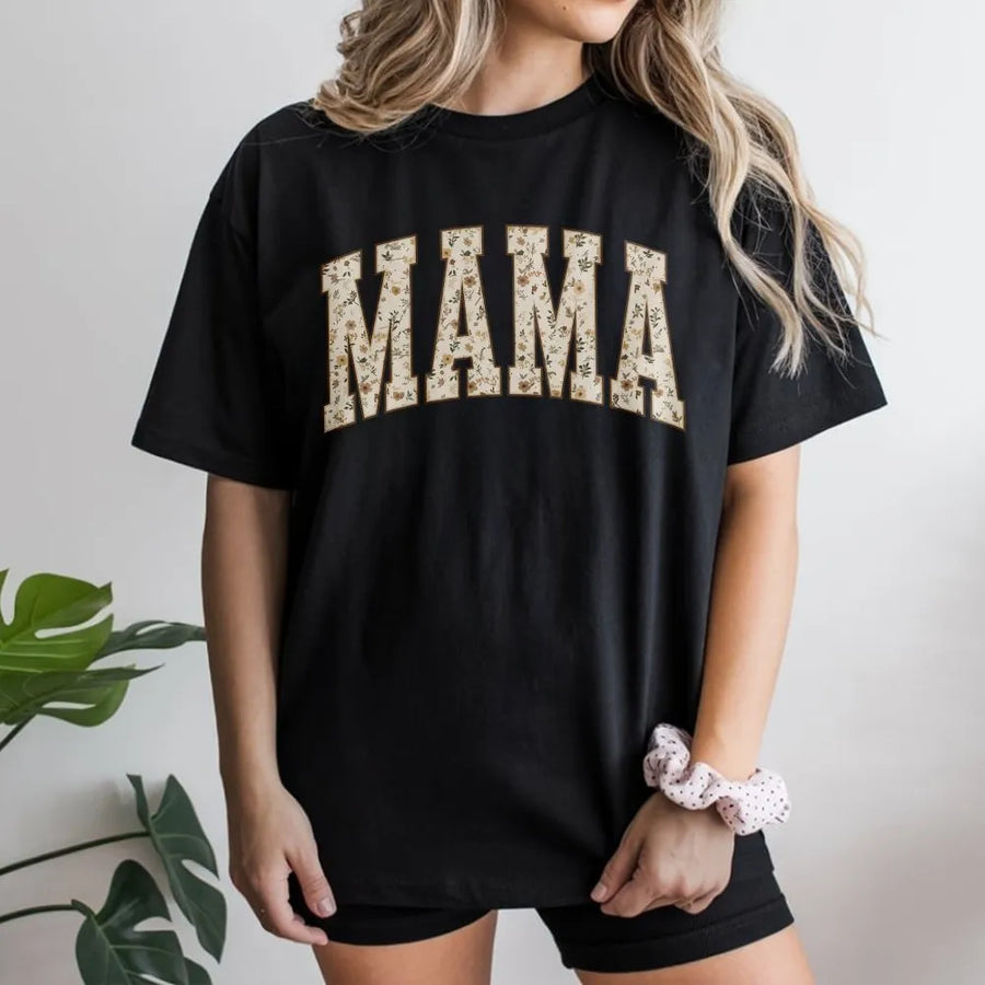 Floral Mama T-Shirt | Vintage Wildflower Varsity Letters | Premium Soft Crewneck | Mothers Day Gift for New Mom