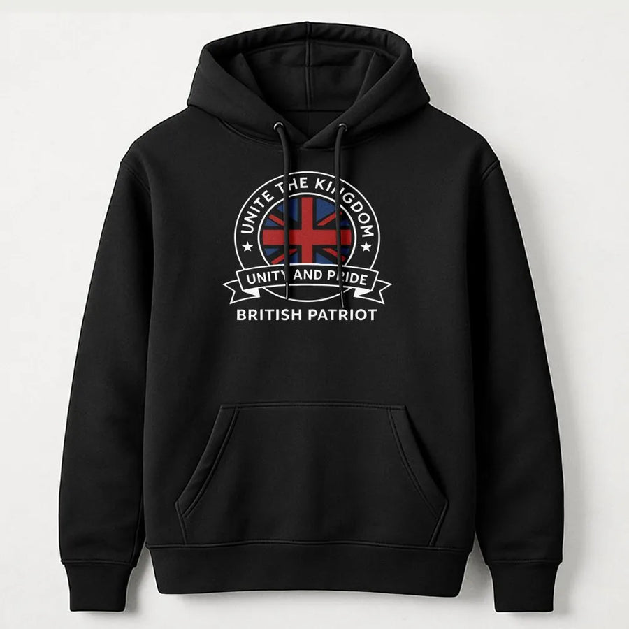 British Patriot Hoodie | Union Jack Flag Graphic Design | Premium Cotton Blend | Gift For United Kingdom Supporters & London Lovers