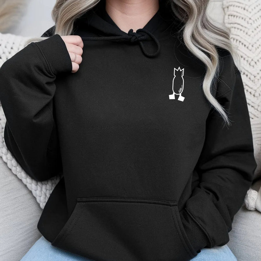 Minimalist Bomb Graphic Hoodie | Simple Line Art Pullover Sweatshirt | Premium Cotton Blend | Unisex Streetwear Gift for Men & Women