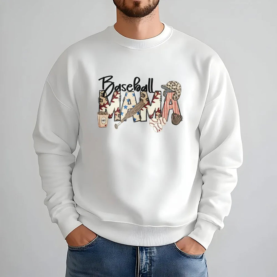 Baseball Mama Sweatshirt | Patriotic Sports Graphic | Soft Cotton Blend | Mothers Day Gift for Baseball Mom