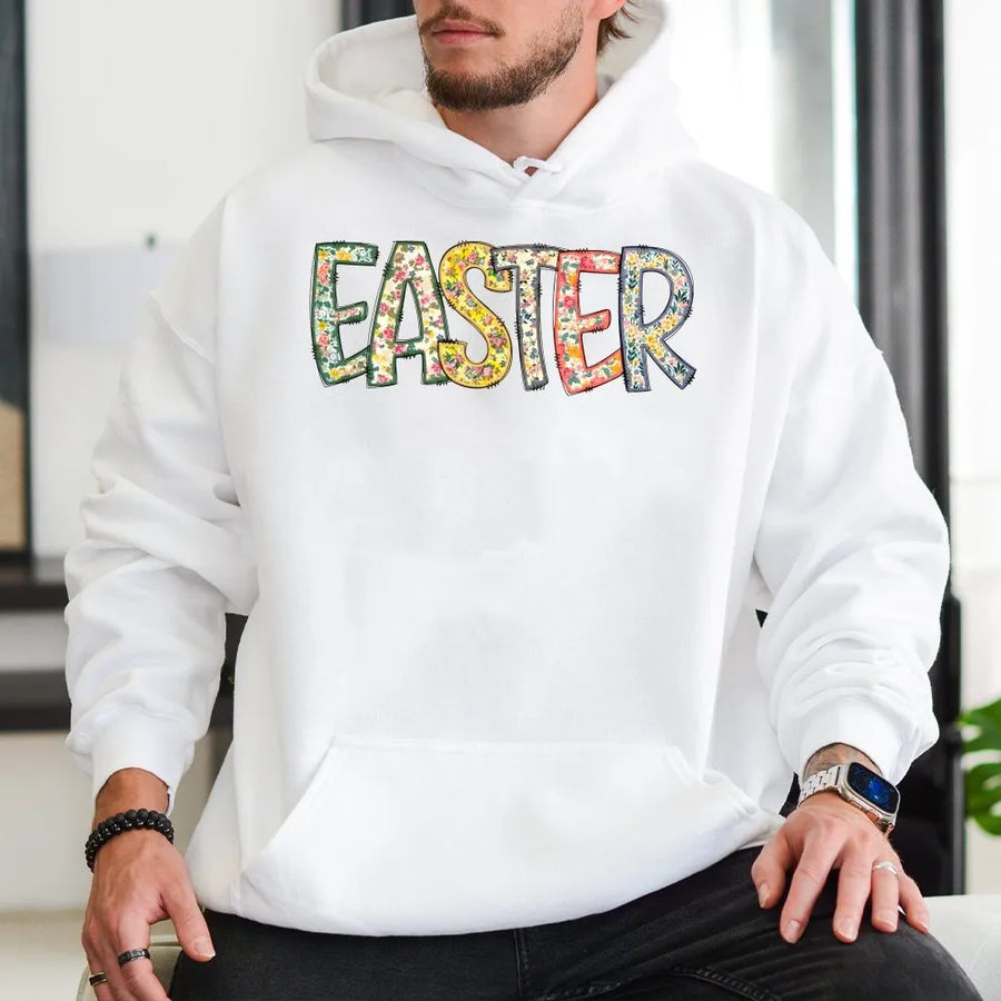 Easter Floral Hoodie | Cute Spring Flower Typography Graphic | Premium Cotton Blend | Unisex Gift for Easter Sunday Celebration