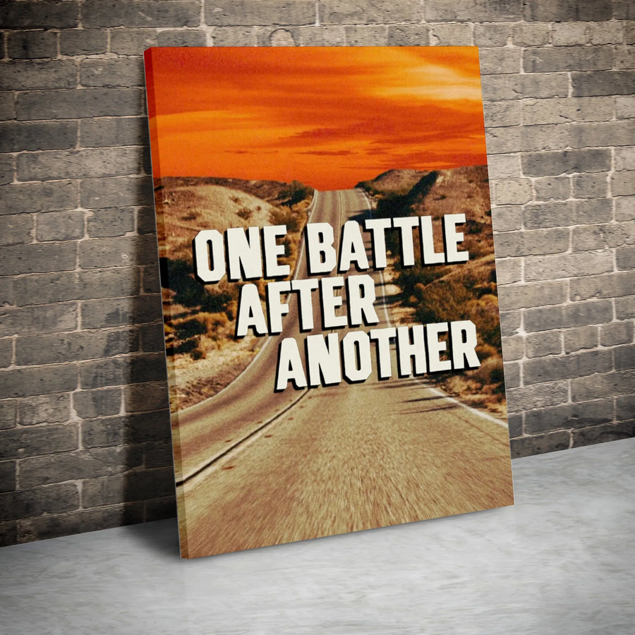 One Battle After Another Motivational Canvas | Desert Road Aesthetic Print | Premium Gallery Wrapped Wall Art | Inspirational Office Gift for Men