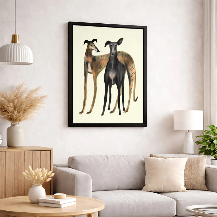 Greyhound Wall Art | Modern Dog Illustration Canvas | Premium Fade-Resistant Print | Gift for Sighthound Lovers & Home Decor