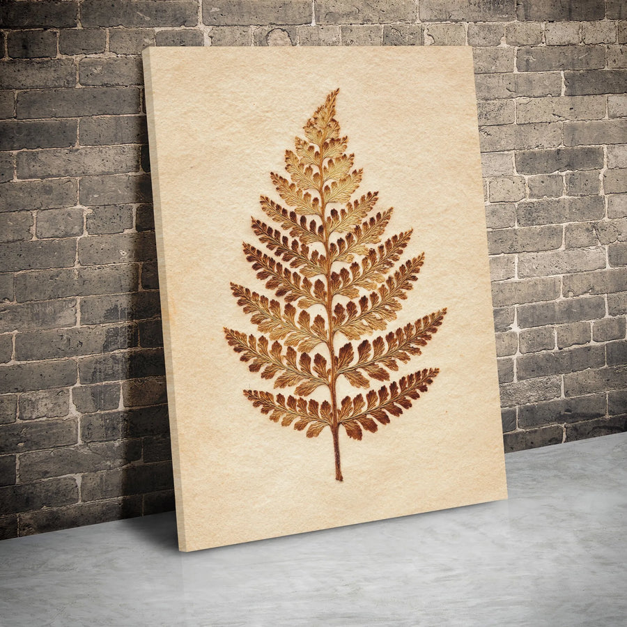 Vintage Fern Botanical Canvas Print | Pressed Leaf Wall Art | Gallery Wrapped Premium Decor | Nature Inspired Gift for Home Office