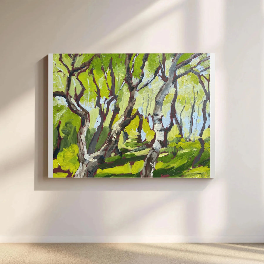 Poplar Forest Canvas Art | Vibrant Spring Landscape Painting Print | Premium Gallery Wrapped Canvas | Modern Living Room Wall Decor