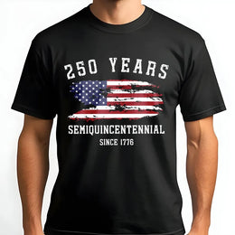 250 Years Semiquincentennial T-Shirt | Vintage Distressed USA Flag Graphic | 100% Cotton Premium Tee | Patriotic 1776 US Anniversary Gift