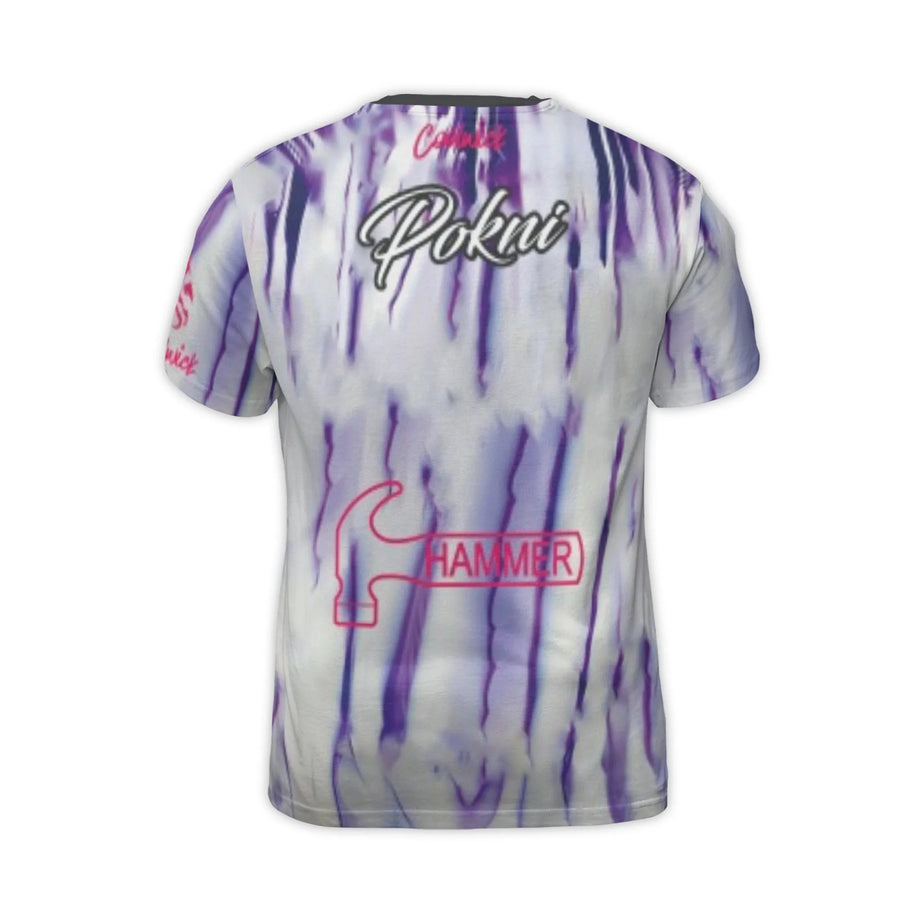 Vibe Hammer Graphic T-Shirt | Purple Tie-Dye All-Over Print | Premium Polyester Spandex | Casual Streetwear Gift for Men and Women
