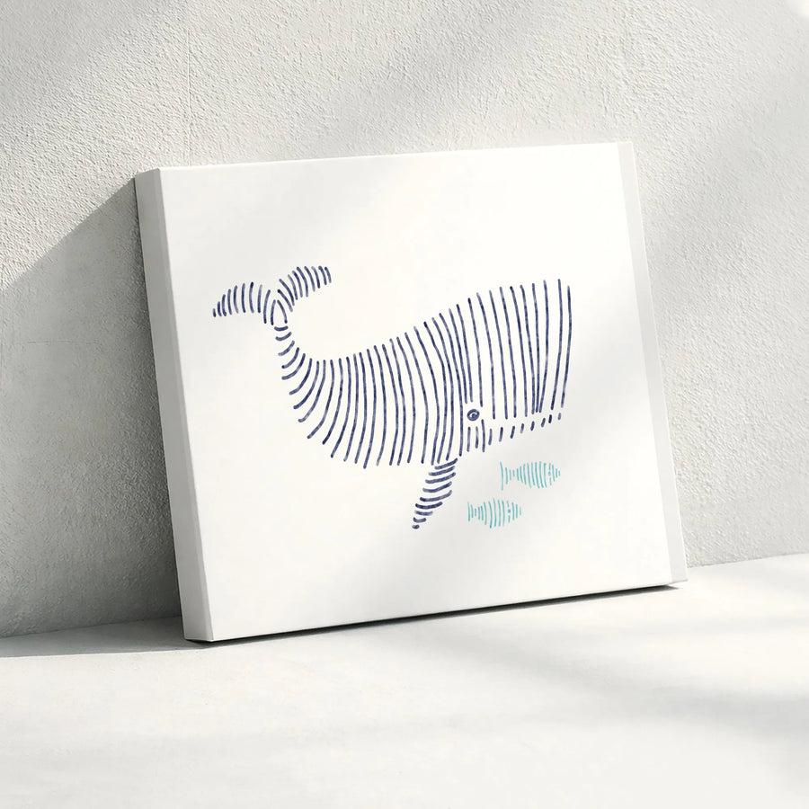 Minimalist Whale Canvas Wall Art | Coastal Line Art Illustration | Premium Gallery Wrapped Canvas | Nursery Decor Gift