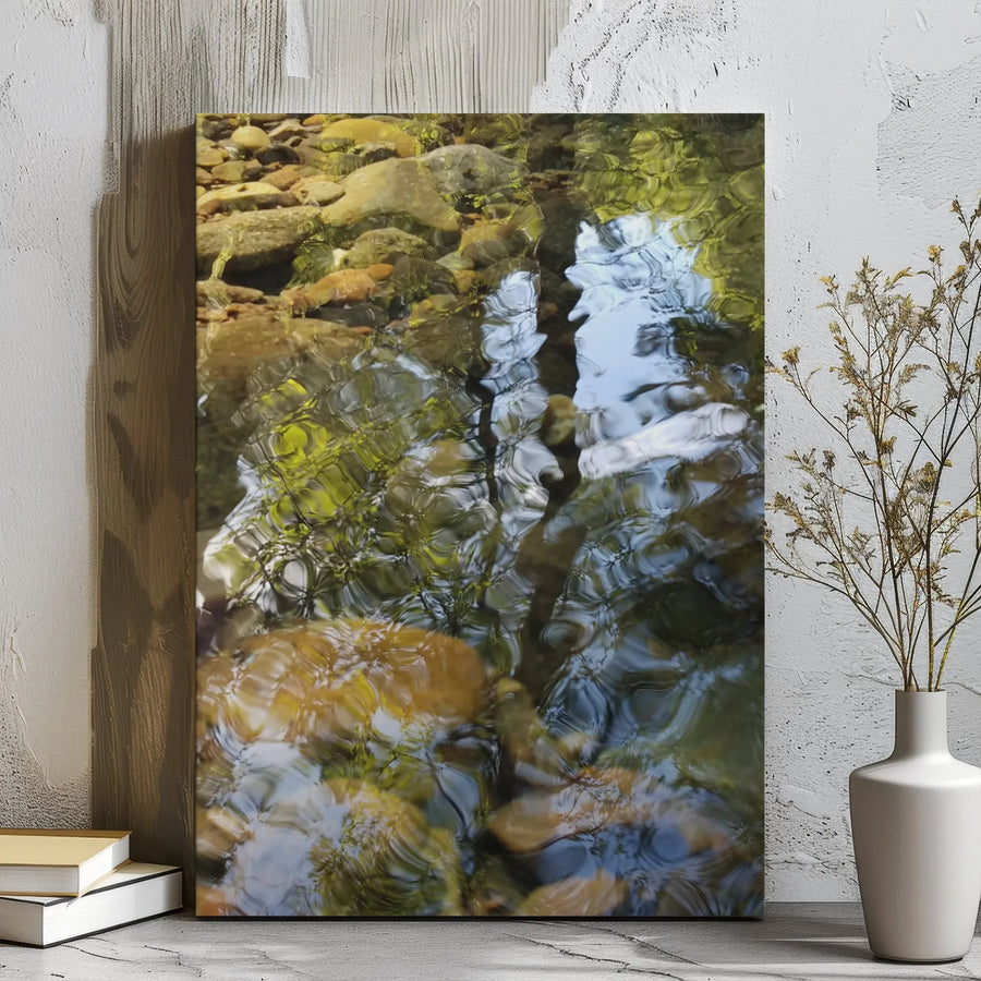 Rippling Water Canvas Wall Art | Nature River Stone Abstract Print | 1.25 Inch Gallery Wrap | Calming Home Decor Gift