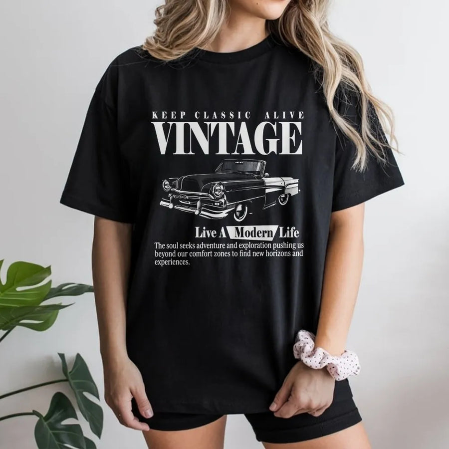Vintage Car T-Shirt | Keep Classic Alive Graphic Print | Soft Cotton Unisex Tee | Gift for Classic Automobile Enthusiast